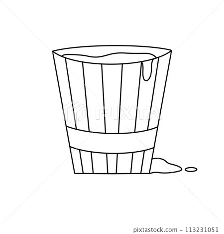 A cup with a handle is drawn in black and white 113231051