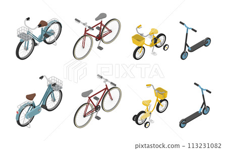 等距插圖：各種自行車組 113231082