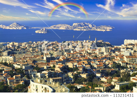 Beautiful harbor scenery of Marseille 113231431