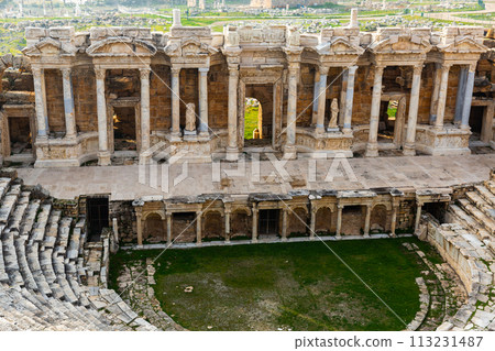Pamukkale Amphitheater in Hierapolis, Turkey. 113231487