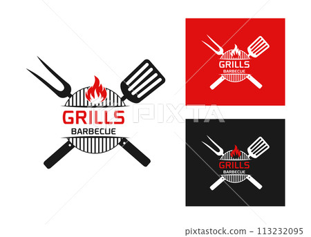Logo design template for barbecue, BBQ ,grill restaurant icon isolated vector illustration Logo design template for barbecue, BBQ ,grill restaurant icon isolated vector illustration 113232095