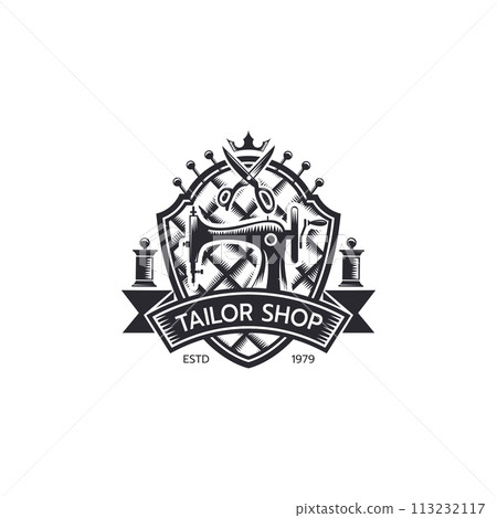 Sewing logo of label vector Sewing logo of label vector 113232117