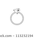 Diamond engagement ring icon . Ring with gemstone. Ring Diamond Engagement. Wedding ring with diamond icon isolated vector illustration 113232194