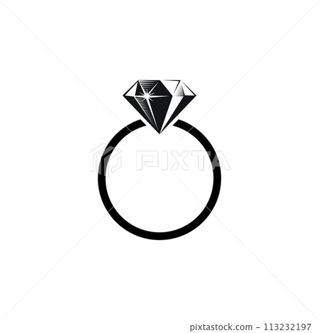 Diamond engagement ring icon . Ring with gemstone. Ring Diamond Engagement. Wedding ring with diamond icon isolated vector illustration 113232197