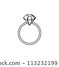 Diamond engagement ring icon . Ring with gemstone. Ring Diamond Engagement. Wedding ring with diamond icon isolated vector illustration 113232199