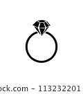 Diamond engagement ring icon . Ring with gemstone. Ring Diamond Engagement. Wedding ring with diamond icon isolated vector illustration 113232201