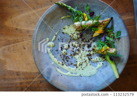 Asparagus and bamboo shoot appetizer 113232579