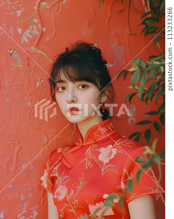 A graceful portrait of a Chinese woman, combining tradition and modernity A graceful portrait of a Chinese woman, combining tradition and modernity 113233266