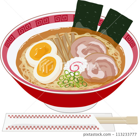 Shoyu ramen with disposable chopsticks Shoyu ramen with disposable chopsticks 113233777