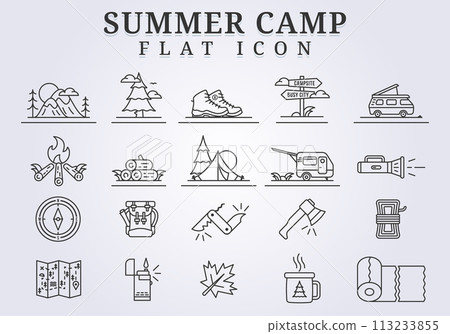 collection set of summer camp line icon illustration design 113233855