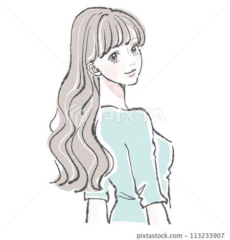 婦女和女孩插畫素材 113233907