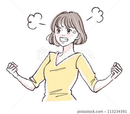 憤怒/惱怒/憤怒/憤怒/大怒/壓力/瘋狂/爆炸/憤怒的女人的插圖 113234391