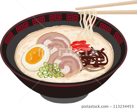 Tonkotsu ramen with lifting chopsticks 113234453