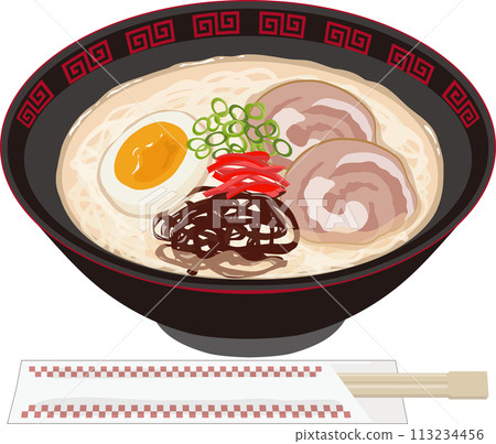Tonkotsu ramen with chopsticks 113234456