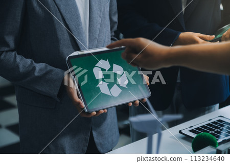 Carbon offset price report CO2 emission. Future growth Net zero waste in ESG ethical SME office protect climate change global warming social issues project. Group of asia people Eco friendly SDGs plan Carbon offset price report CO2 emission. Future growth Net zero waste in ESG ethical SME office protect climate change global warming social issues project. Group of asia people Eco friendly SDGs plan 113234640