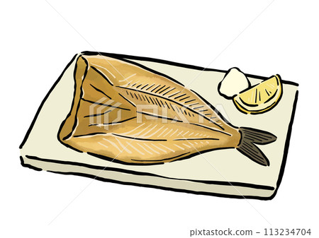 乾鯖魚鯖魚水彩風格畫筆線描插圖 113234704