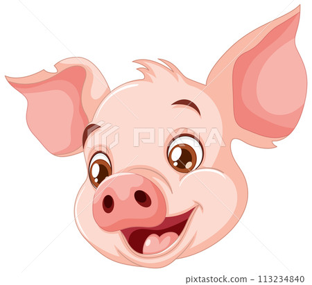 Cheerful Cartoon Piglet Smiling 113234840