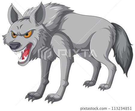 Fierce Grey Wolf Illustration 113234851