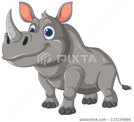 Friendly Cartoon Rhino Illustration 113234866
