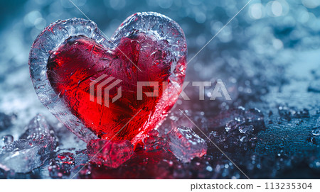 Frozen red heart symbol 113235304