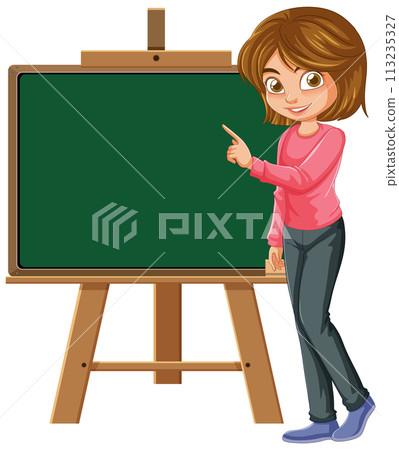 Educator Presenting on Blank Chalkboard Educator Presenting on Blank Chalkboard 113235327