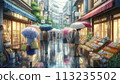 Shopping street on a rainy day 113235502