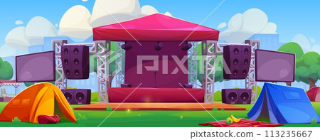 Music festival stage in summer park Music festival stage in summer park 113235667