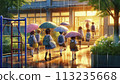 School scene on a rainy day 113235668