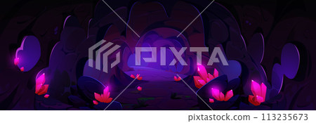 Game underground mine cave with crystal treasure Game underground mine cave with crystal treasure 113235673