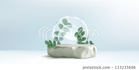 Stone platform with eucalyptus branch Stone platform with eucalyptus branch 113235686