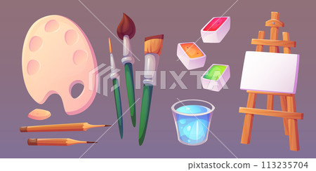 Set of painting tools isolated on white background 113235704