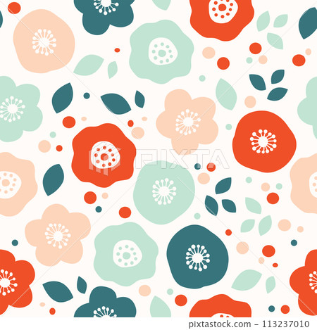 Floral botanical nature seamless pattern cute background backdrop wallpaper element illustration simple minimal vector design Floral botanical nature seamless pattern cute background backdrop wallpaper element illustration simple minimal vector design 113237010