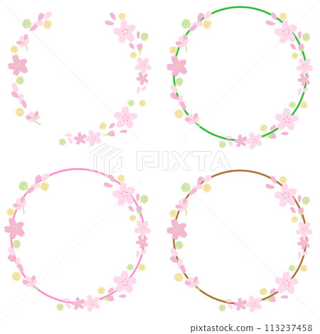 春天櫻花花瓣框架套裝 113237458