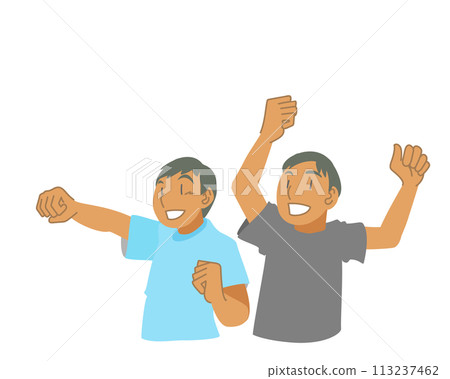 Illustration of Asian children cheering Illustration of Asian children cheering 113237462