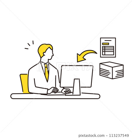 創建 DX 和電子數據的商人上半身 113237549