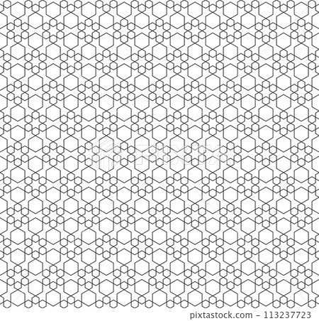 Seamless geometric ornament based on traditional islamic art. Black and white. 113237723