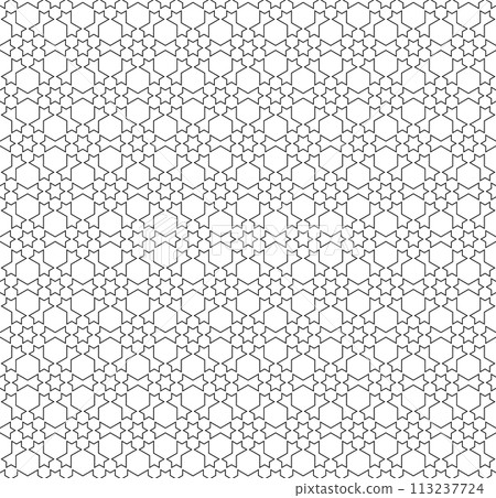 Seamless geometric ornament based on traditional islamic art. Black and white. 113237724