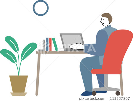 一個在辦公室操作個人電腦的人 一個在辦公室操作個人電腦的人 113237807
