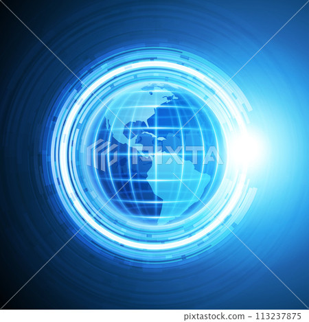Blue Glowing Earth With Abstract Background 113237875