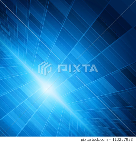 Radiant Blue Geometric Pattern With Light Burst 113237958