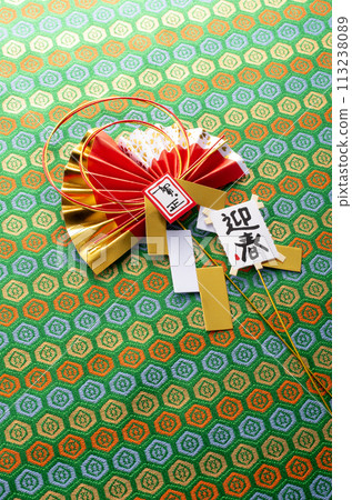 New Year's decorations and Japanese-patterned fabric New Year's decorations and Japanese-patterned fabric 113238089
