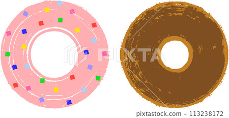 看起來像是用畫筆畫的甜甜圈的插圖 113238172