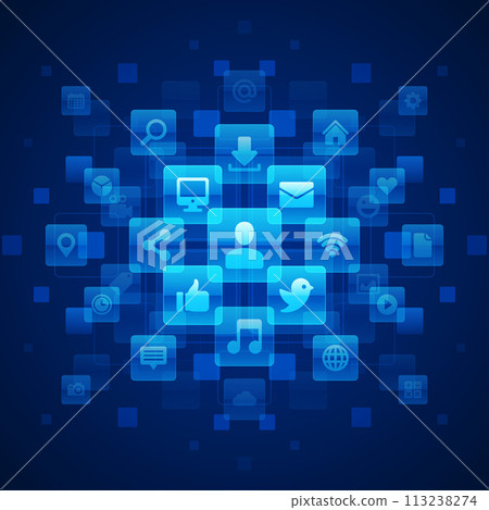 Digital Connectivity Concept With Blue Abstract Background Digital Connectivity Concept With Blue Abstract Background 113238274