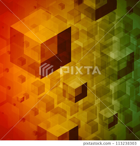 Orange and Green Abstract Background With Squares and Rectangles 113238303