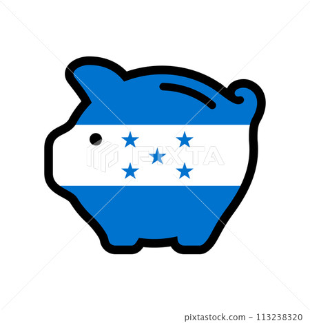 piggy bank with flag icon, vector symbol. piggy bank with flag icon, vector symbol. 113238320