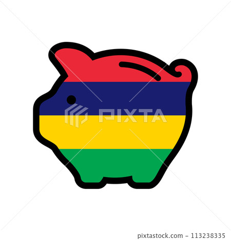 piggy bank with flag icon, vector symbol. piggy bank with flag icon, vector symbol. 113238335