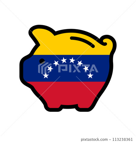 piggy bank with flag icon, vector symbol. piggy bank with flag icon, vector symbol. 113238361