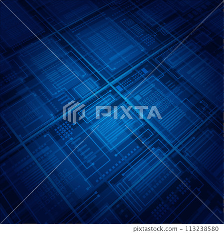 Blue Circuit Board Pattern With Abstract Design 113238580