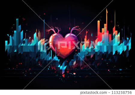 heartbeat abstract colorful illustration on dark background 113238756