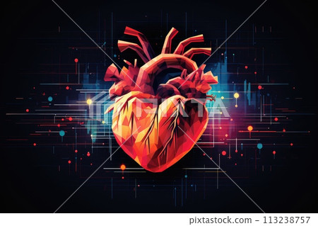 heartbeat abstract colorful illustration on dark background 113238757